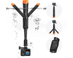 Telesin Onderwater Selfiestick Statief met remote voor GoPro - Uitschuifbaar & Drijvende handgrip - GoPro bobber - 3-in-1 Tripod - Zwart/oranje