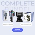 Compleet pakket: Wegman Bluetooth FM transmitter en universele telefoonhouder met zuignap.