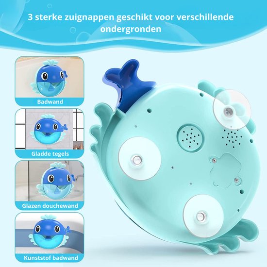 Trendmix Bubble Whale Bad Speelgoed - Muzikale Walvis met Zeepbellen en 12 Liedjes - Bubbels Bad Speeltje Baby & Peuter - Blauw van Merkloos — afbeelding 4