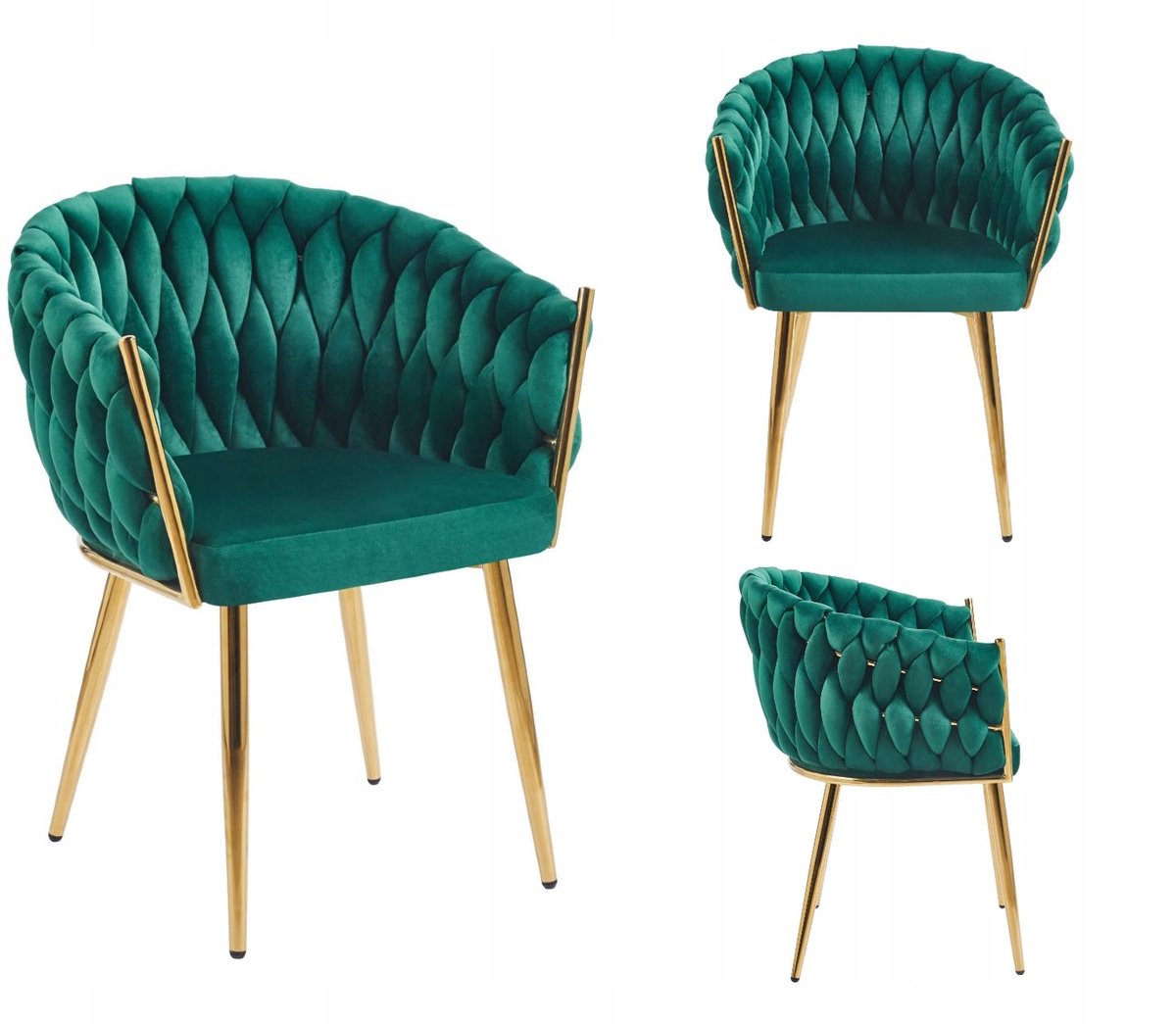 Furnitex Davis Riviera 38 - Eetkamerstoel - Groen fluweel - Goudkleurig metalen frame Groen;Goud