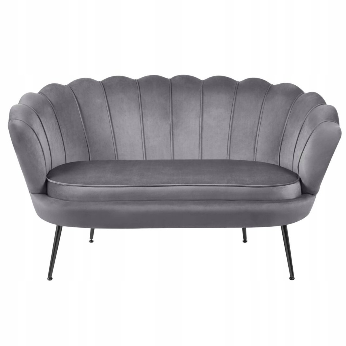 Furnitex SF1-FX - Tweezitsbank - Grijs fluweel - Zwarte metalen poten - Art-decostijl