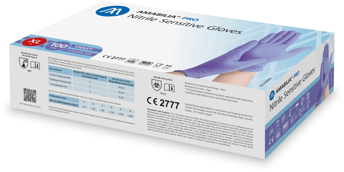 Nitril handschoenen ongepoederd Amabilia - Maat XL - 100 stuks - Violet
