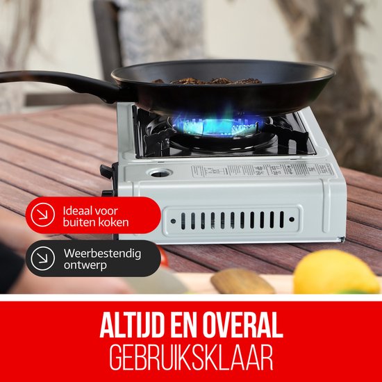 Royal Swiss Portable Camping Stove 2200 W – 1 Fire with Piezo Ignition and Transport Case – Compact Gas Stove for Camping, Festivals, Picnics and Emergencies