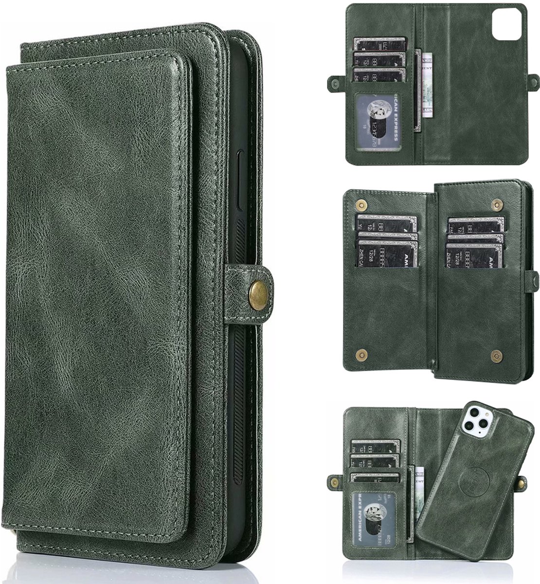 Hoesje geschikt voor Samsung Galaxy S26 - Bookcase - Afneembaar 2 in 1 - Backcover - Pasjeshouder - Portemonnee - Kunstleer - Groen
