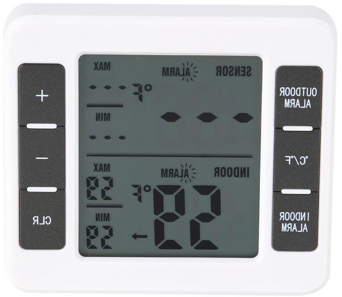 Thermometer met draadloze sensoren, alarm voor koelkast en vriezer, temperatuurweergave