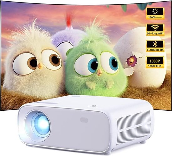 Full HD beamer roze 1080p draadloos Bluetooth WiFi HDMI USB-C 30-200 inch 4K-ondersteuning projector