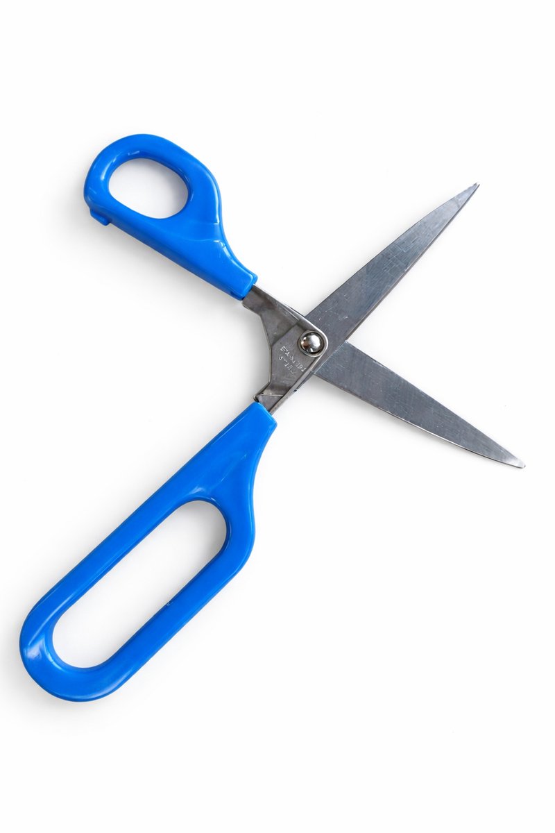Vitility - Schaar - Eenvoudige Grip - Zelfopenend - 1 grote en kleine vingergreep - Rechtshandig - Blauw - Spits - 75mm