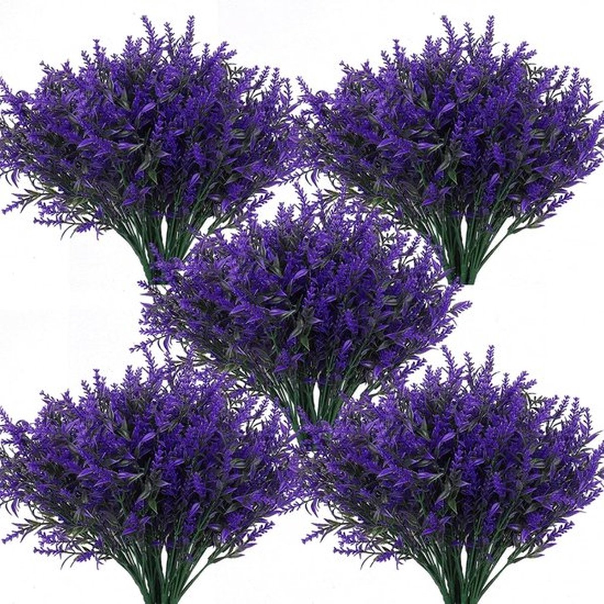 5 Stuks Kunstmatige Lavendel Bloemen Buiten, Kunstmatige Planten UV-bestendige Nep Bloemen Groene Kunstmatige Planten Buiten, Voor Decoratie Buiten Planten Hangende Potten Thuis Tuin Decoratie (Paars)