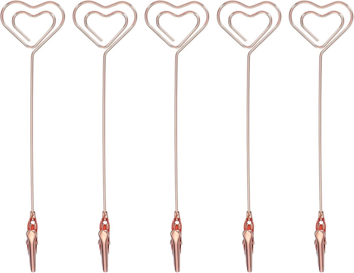 10-delige set metalen krokodillenclips, hartvormige multifunctionele armband met krokodillenclip, hulpgereedschap, notitieblok, fotohouder voor plaatskaartjes, roségoud.