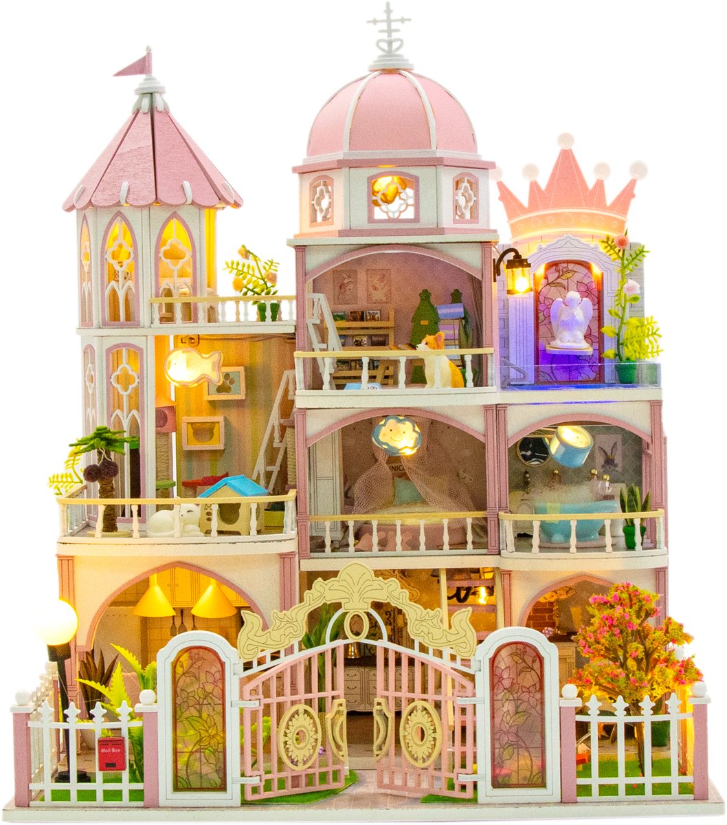 Hongda DIY Miniatuur Huisjes - Modelbouwpakket - Houten Modelbouw - Voor Volwassenen (14+) - Poppenhuis - DIY - Windsor Castle (L2503)