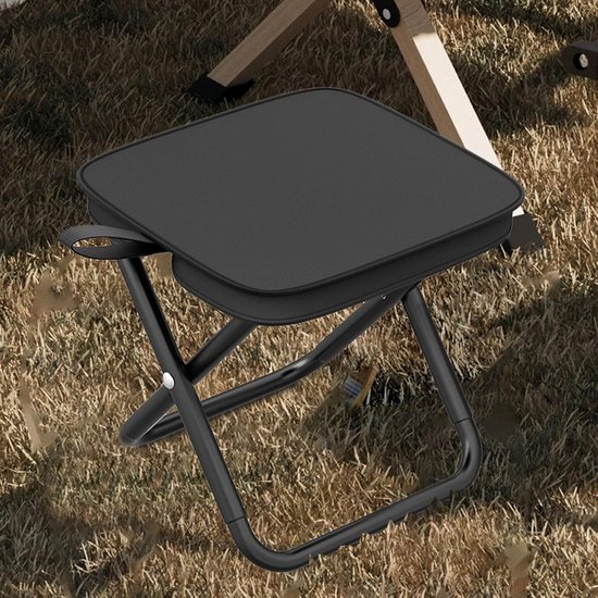 Opvouwbaar krukje - inklapbaar krukje - camping krukje - Draagbare campingstoel - Mini-reisstoel - Ideaal voor bergbeklimmen, vissen en wandelen - Oxford-stof - Zwart — afbeelding 4