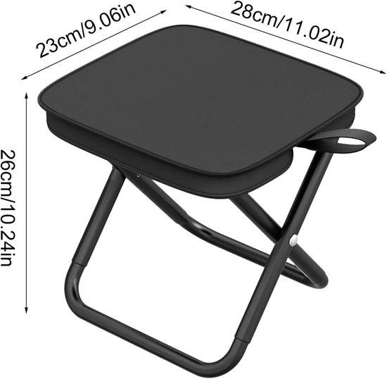 Opvouwbaar krukje - inklapbaar krukje - camping krukje - Draagbare campingstoel - Mini-reisstoel - Ideaal voor bergbeklimmen, vissen en wandelen - Oxford-stof - Zwart — afbeelding 2