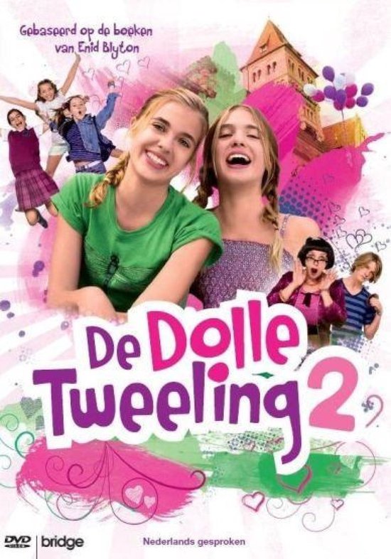 Poster van de film 'De Dolle Tweeling 2' met jonge meisjes.