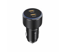 Swissten 50W Autolader - 2x USB-C PD - Snellader - Zwart