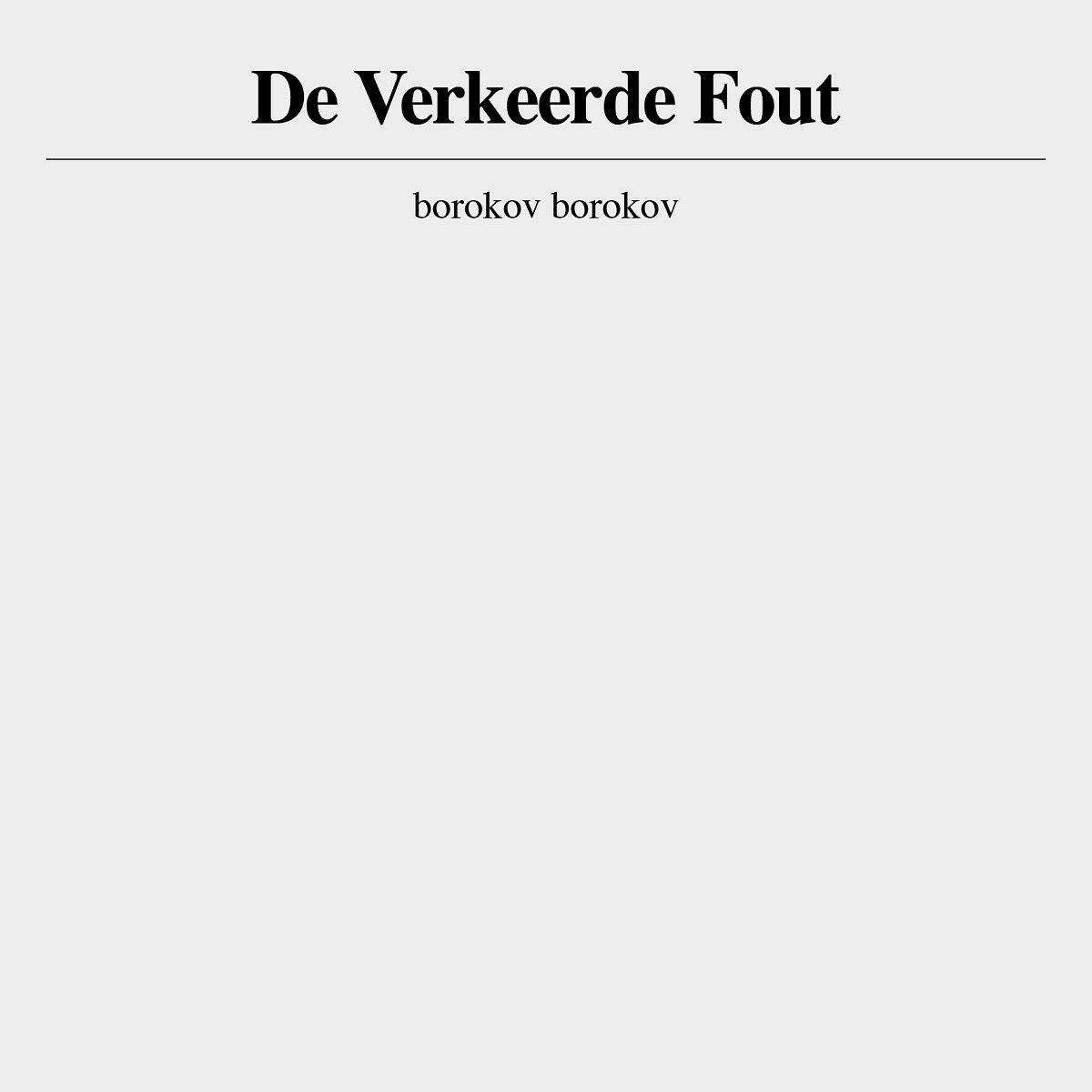 Borokov Borokov - De Verkeerde Fout (CD)