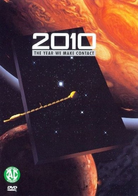 DVD hoes voor '2010 The Year We Make Contact' met een ruimteschip en planeten op de achtergrond.