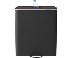 SONGMICS - Wasmand - Flessenverzamelbak met Deksel - Met Binnenzak - 135 L Capaciteit