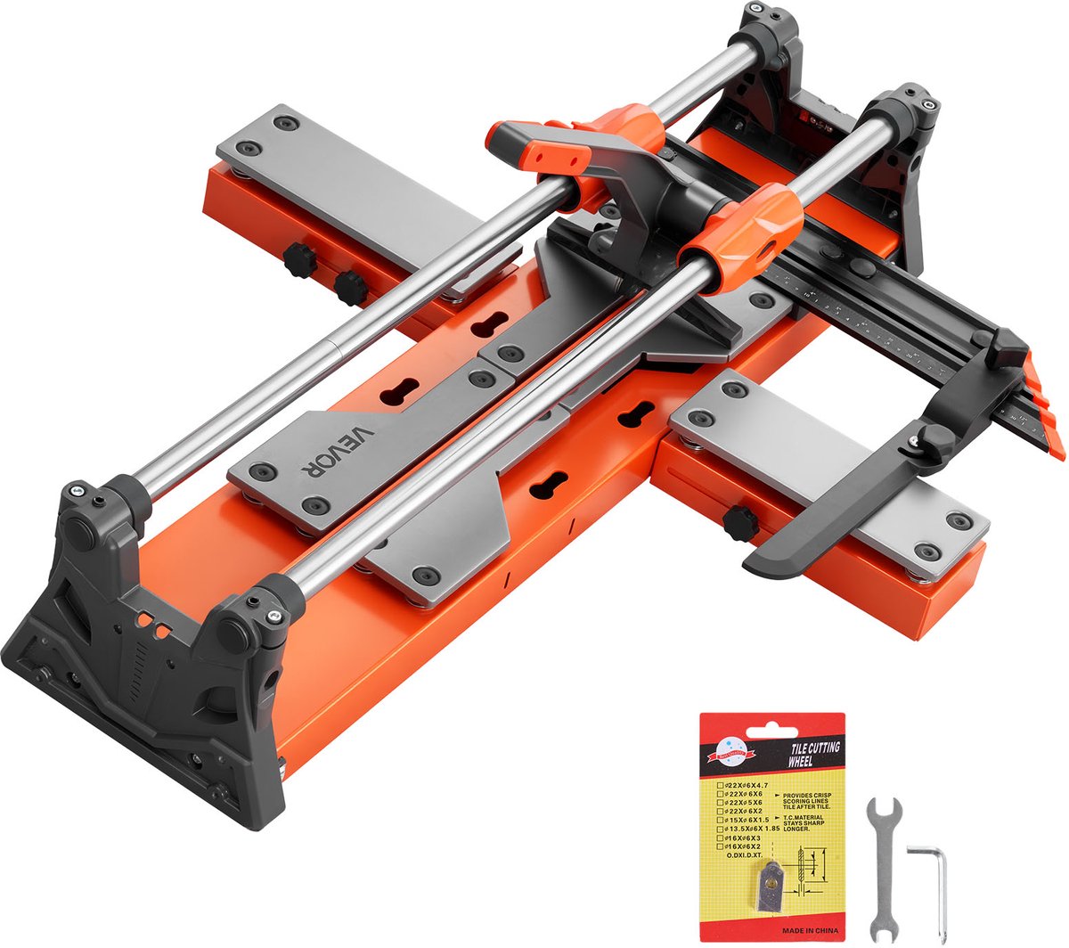 VEVOR Tegelsnijder 600 mm, Tegelsnijmachine met Verschuifbare Snijkop en Veerbelaste Voet, Hoekaanslag, Wolfraamcarbide Snijschijf, Uitlijnhulp, voor Keramische Tegels