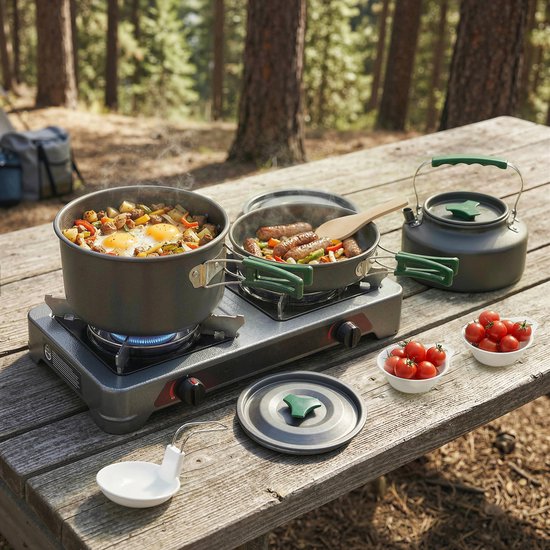 Outsunny Camping kookgerei set - Aluminium, staal - 19 x 19 x 10 cm - Grijs — afbeelding 5