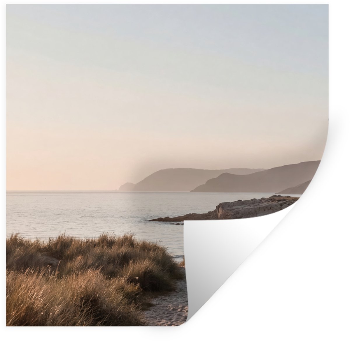 Muurstickers - Sticker Folie - Landschap - Kust - Duinen - 120x120 cm - Plakfolie - Muurst