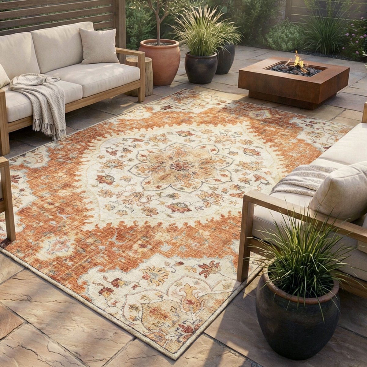 FRAAI Vintage buitenkleed - Santo Mandala Terracotta - 160x230cm