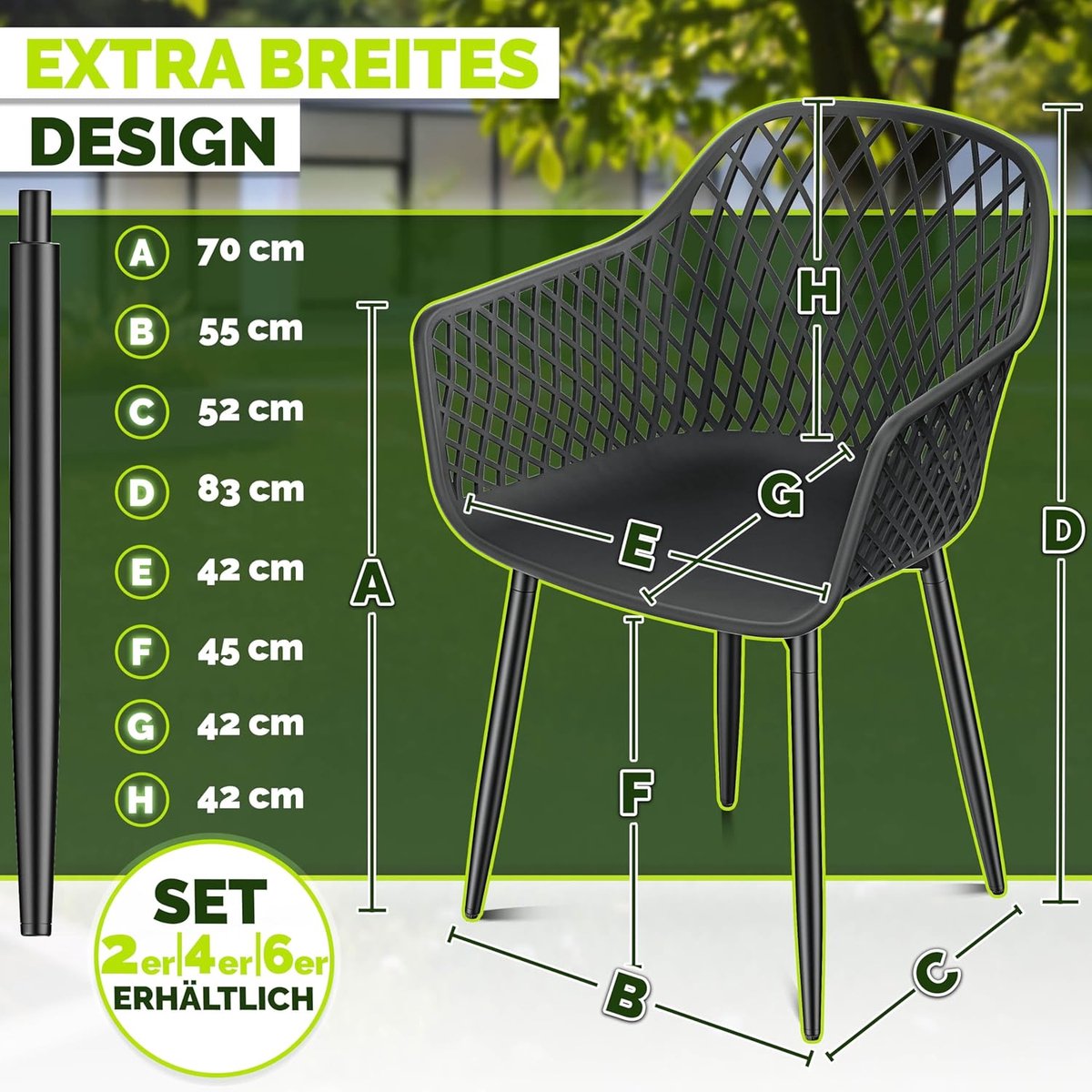 Tuinstoelen set van 2 Depauwonen Milano – Weerbestendig Outdoor Balkon & Tuinstoel met Armleuning – UV-bestendig, inklapbaar, verstelbare rugleuning, belastbaar tot 120 kg – Modern design voor terr...