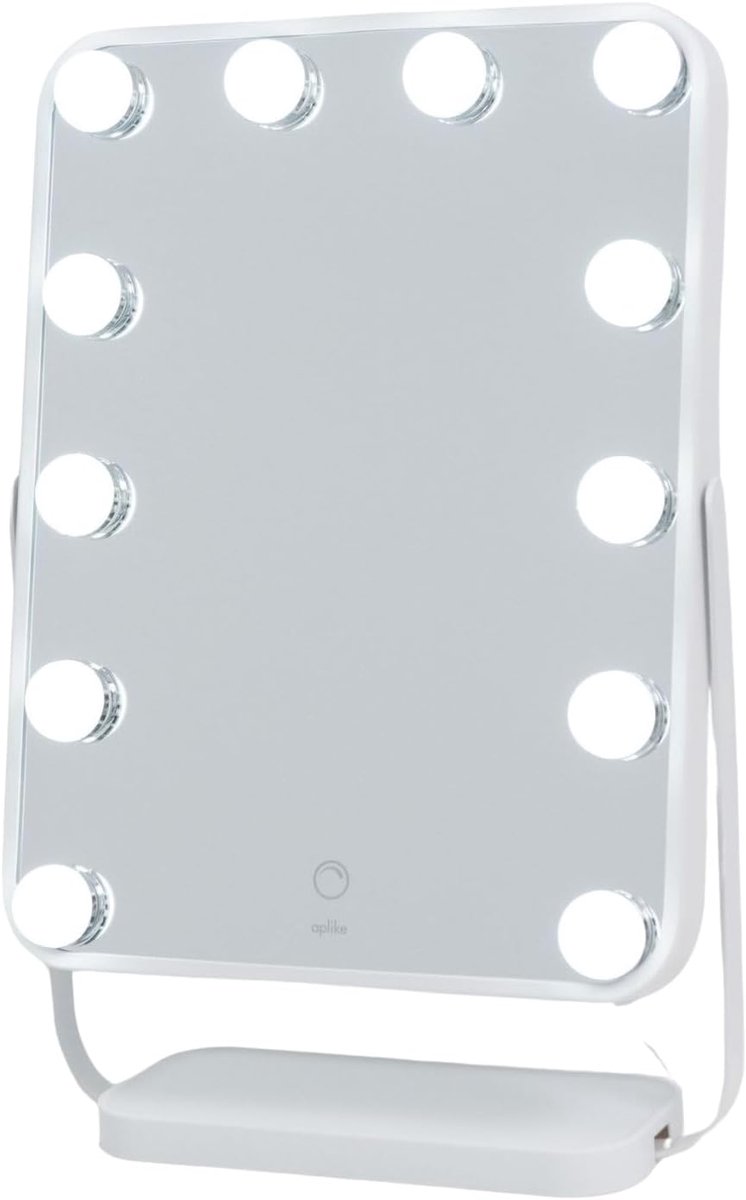 Make-up Spiegel - Verlichte Spiegel - Professionele Make-up - Dimbare LED Verlichting - 47.5 x 31 cm - Mat Wit