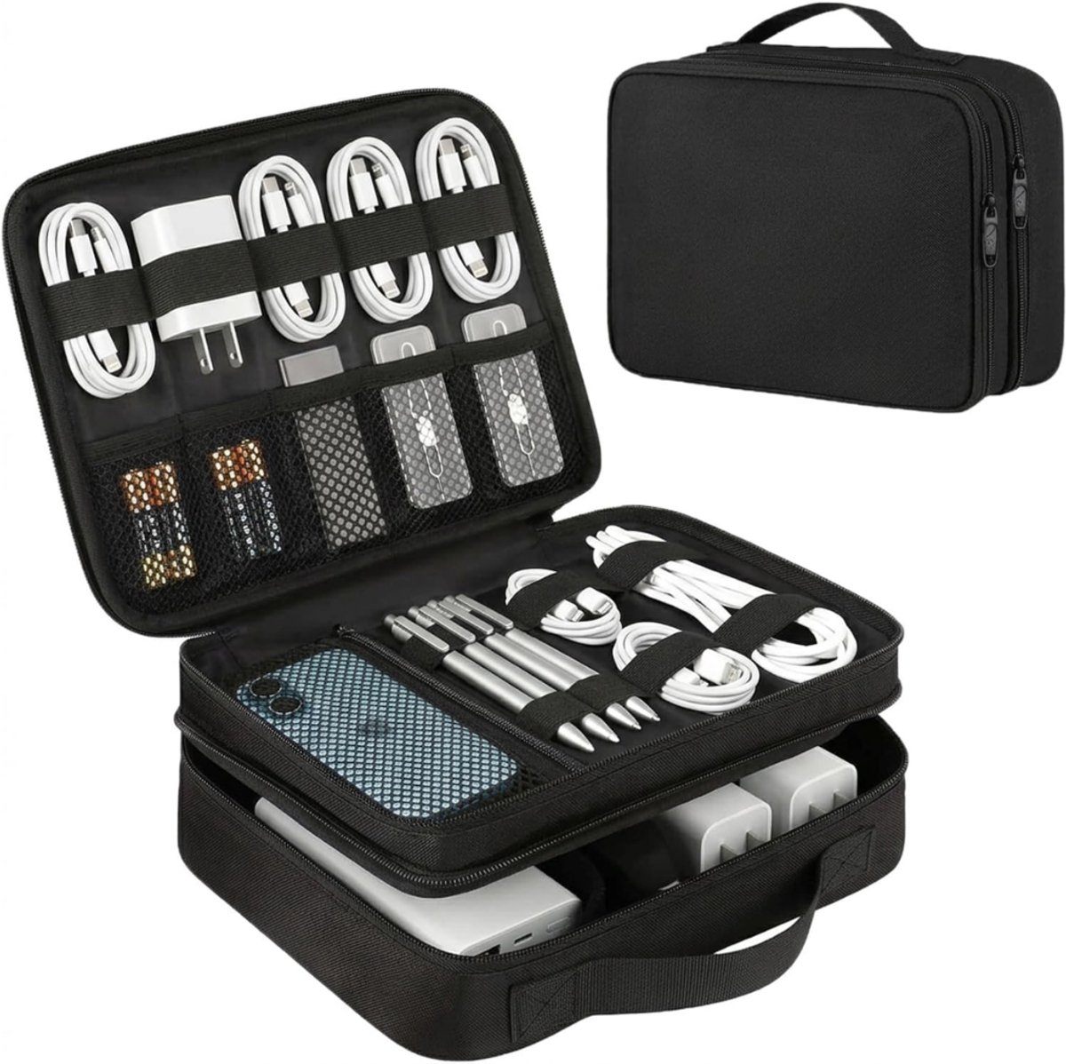 REN® Kabel Organiser Tas - Organizer Tas - Zwart- 27cm x 20cm x 9cm