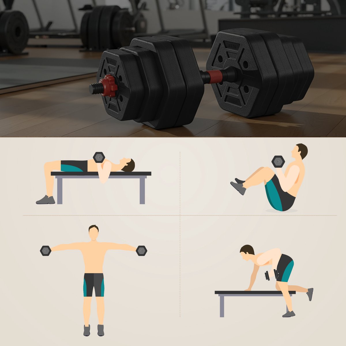 SONGMICS - Dumbells - 30 kg thumbnail 5
