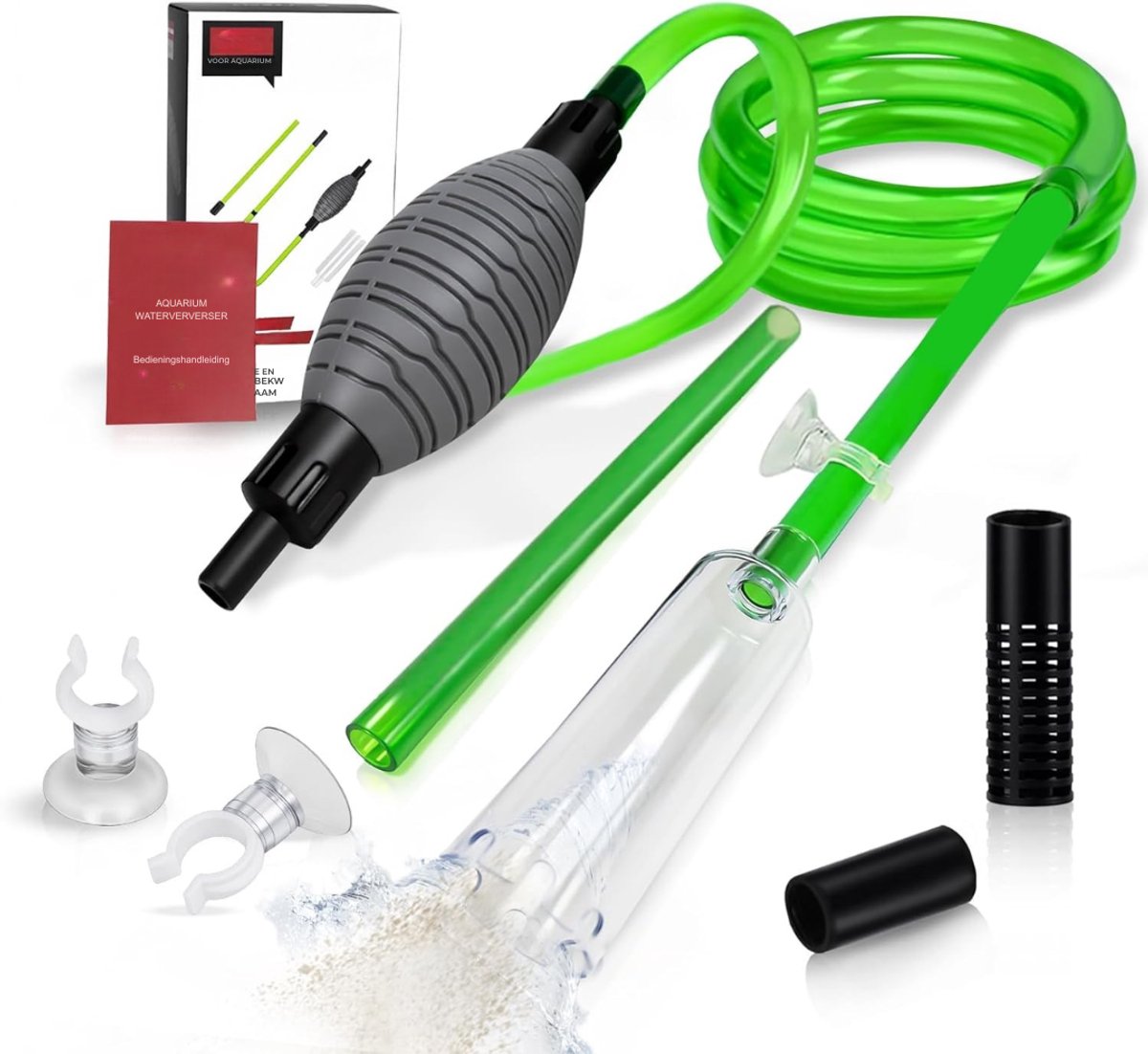 SVN®Aquarium Stofzuiger - Bodemreiniger - Gravel Cleaner – Groen - 29cm x 16cm x 8cm