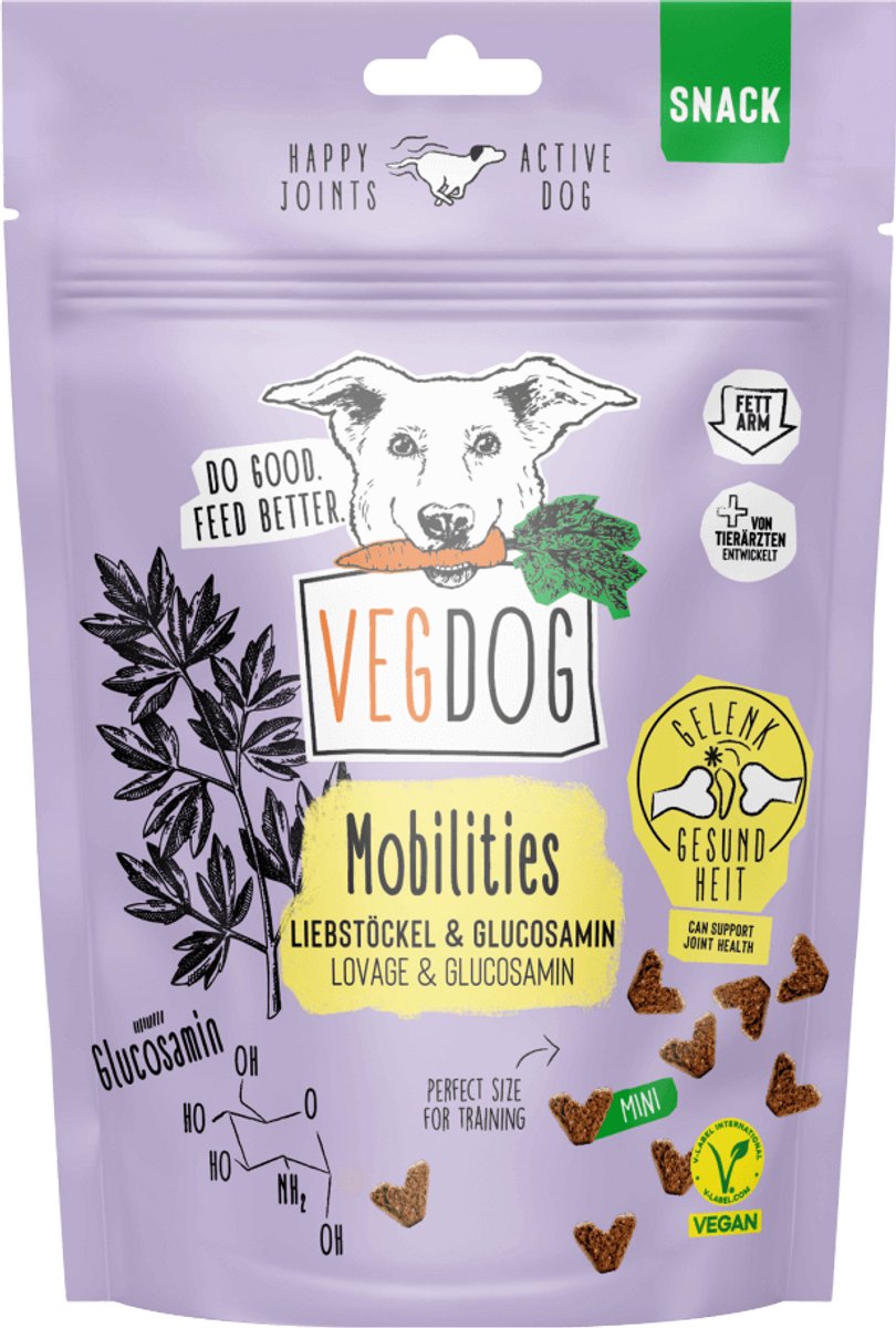 VEGDOG Mobilities Minis - Vegan Training Snacks - Gewrichtsondersteuning - Met Glucosamine - Hypoallergeen