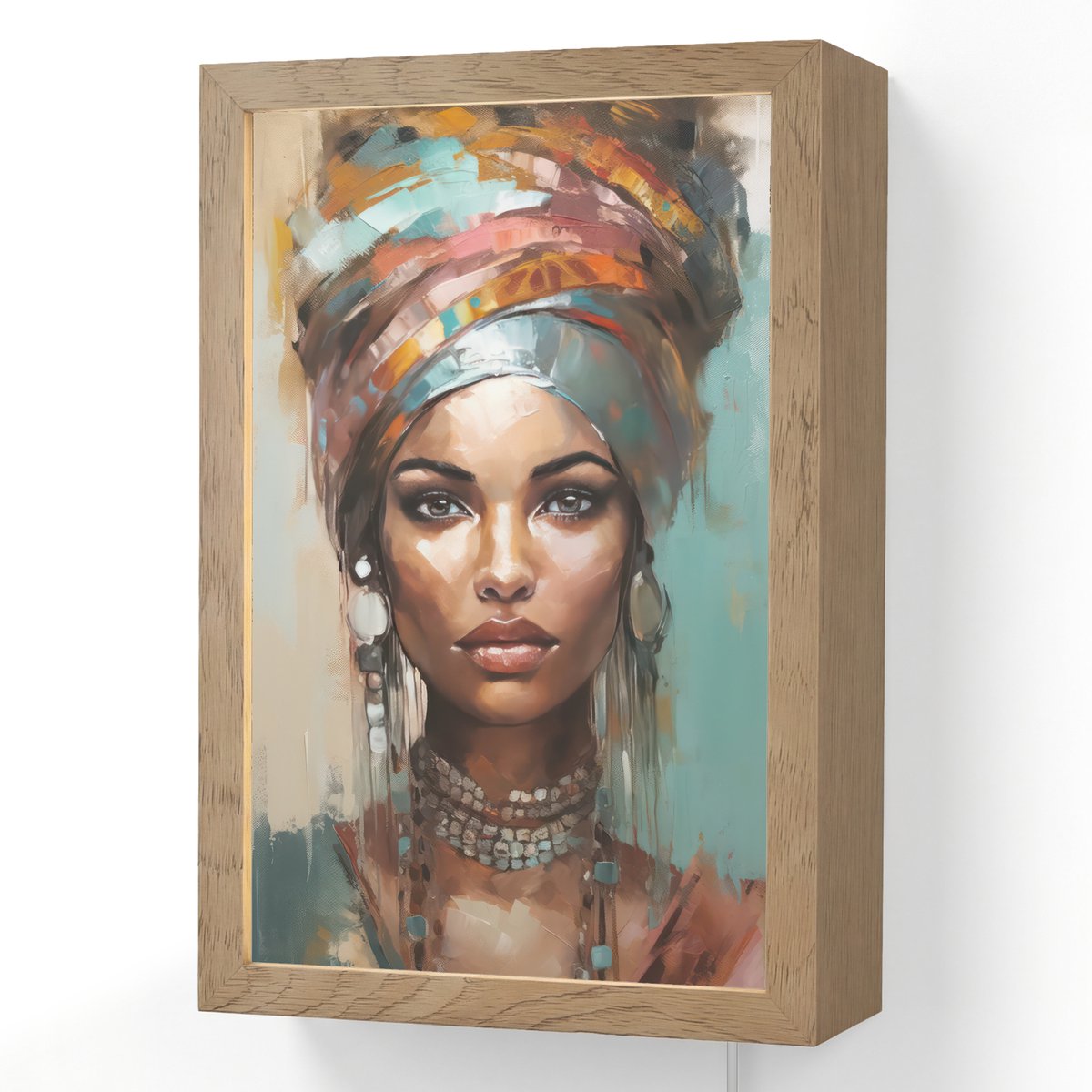 Wandlamp 20x30 cm - Oplaadbaar - Vrouw - Kunst - Sieraden - Portret - Wandlampen binnen wo