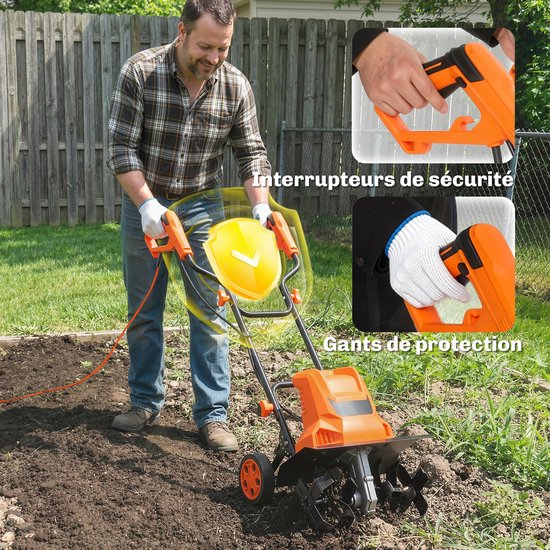 Outsunny Power Tillers - PP, 65Mn staal - 111 x 40 x 96 cm - Oranje — afbeelding 3