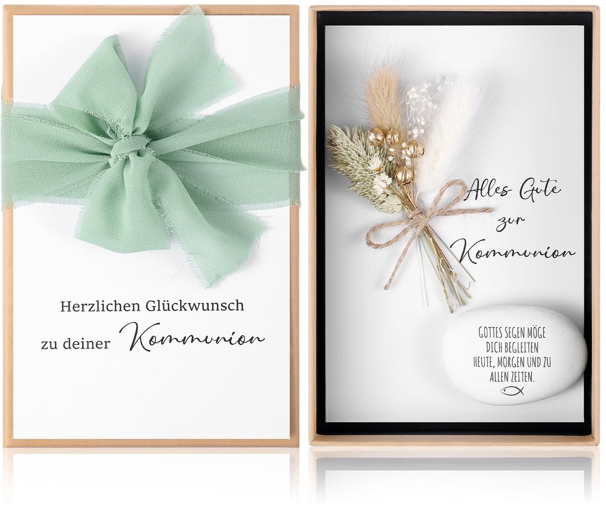 Cadeauset voor de Kommunion - Elegant Cadeau met Geld en Gedroogde Bloemen - Persoonlijk Cadeaulint
