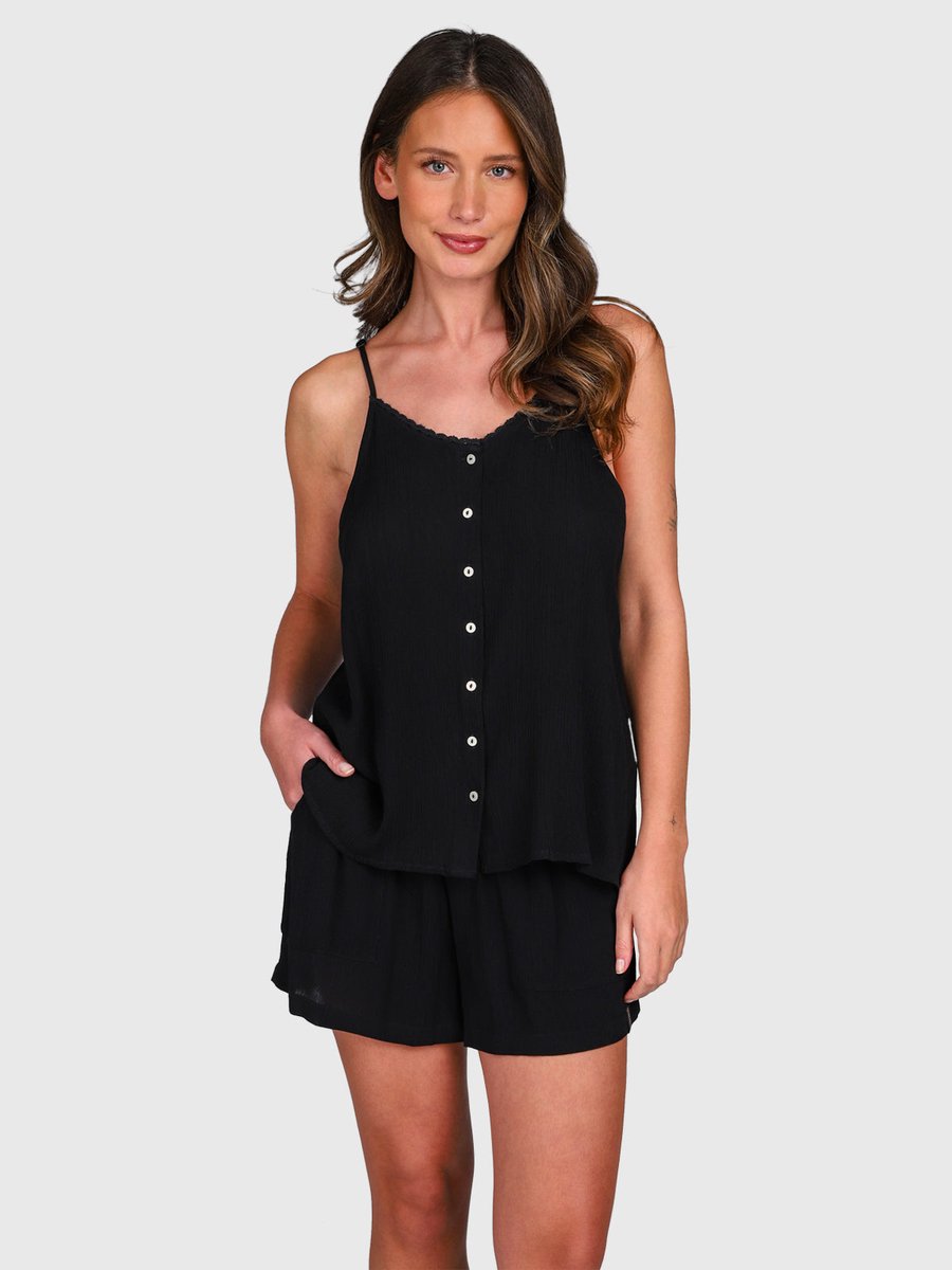 Brunotti Tanyeal Top Dames 100% Viscose Loose Fit Lichtgewicht L Zwart