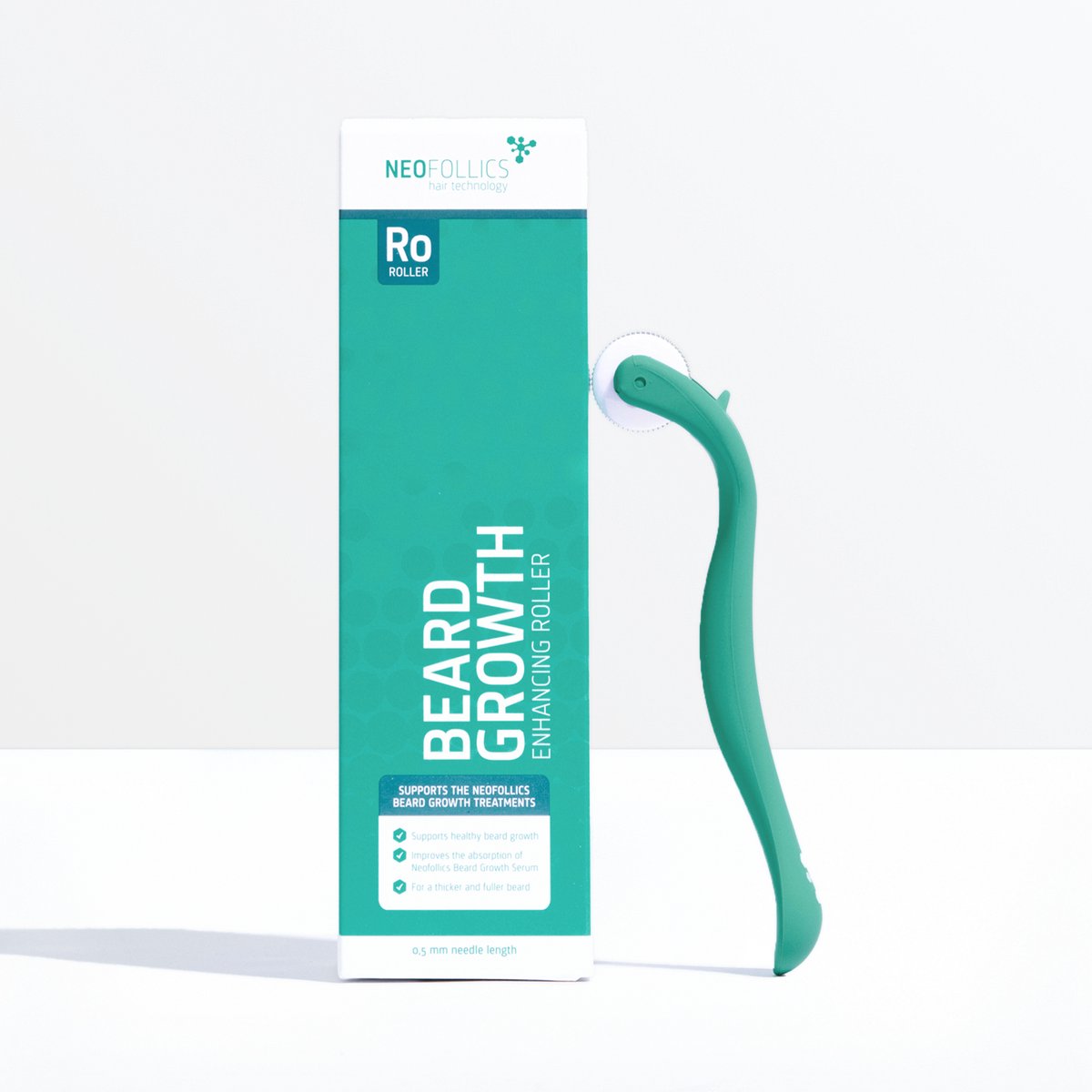 Neofollics Beard Growth Enhancing Dermaroller – 0,5 mm microneedling-apparaat – Stimuleert baardgroei & verbetert opname van serum – 540 roestvrijstalen naalden – Voor een vollere, dikkere baard