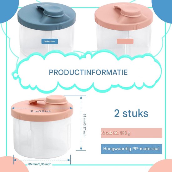 longziming - Mobiele Melkpoeder Portioner Set - 2 Stuks Draagbare Melkpoeder Opbergdoos - Draaibare Melkpoeder Dispenser Voor Baby - Handige Reizen En Dagelijks Gebruik van longziming — afbeelding 2