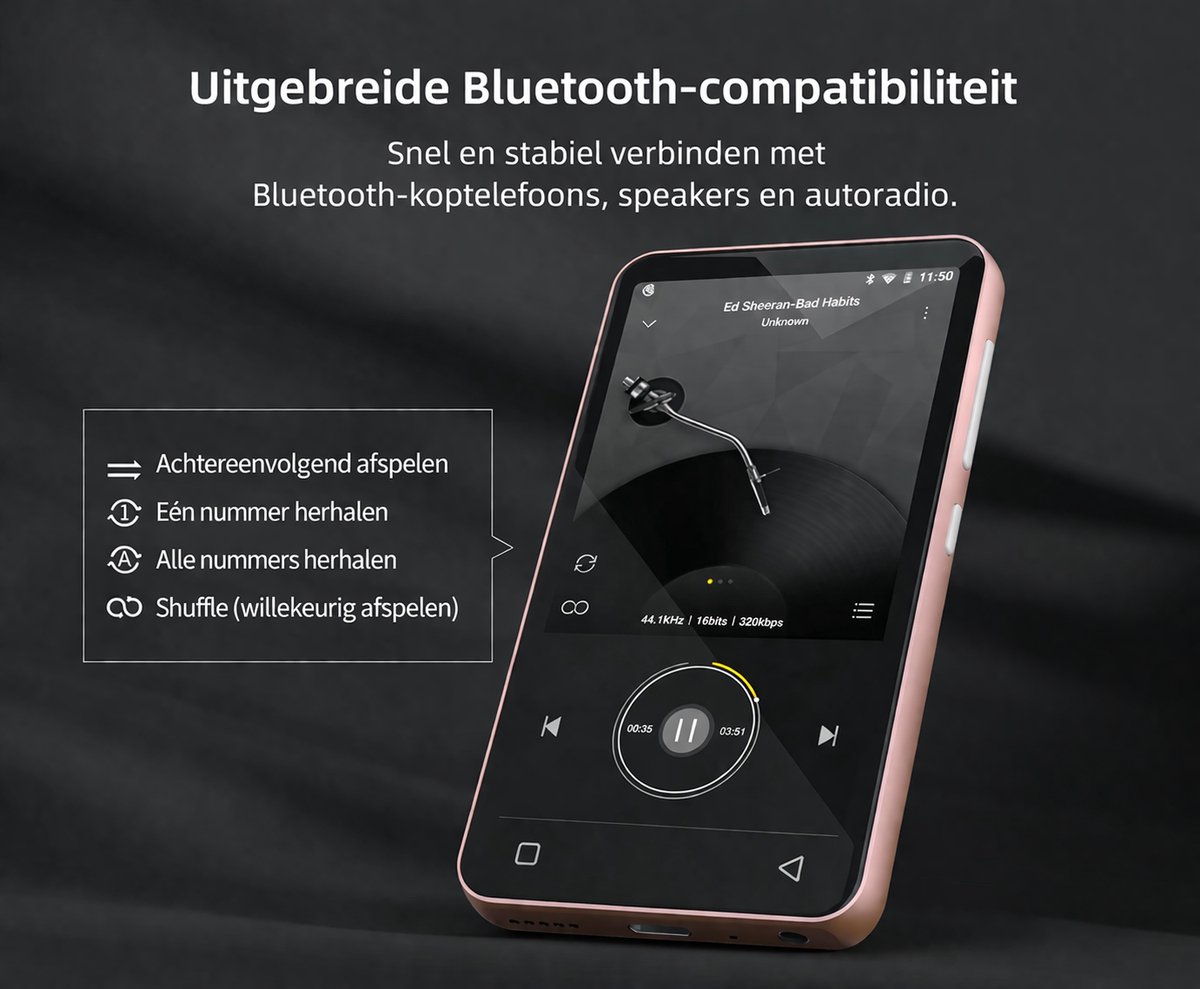 144 GB MP3 Speler Met Wifi Bluetooth, 4,02 Inch IPS Touch Scherm Muziekspeler Voor Kinderen Android Mp4 Spotify Audible Amazon Music Deezer Play Store Roze 1981511283