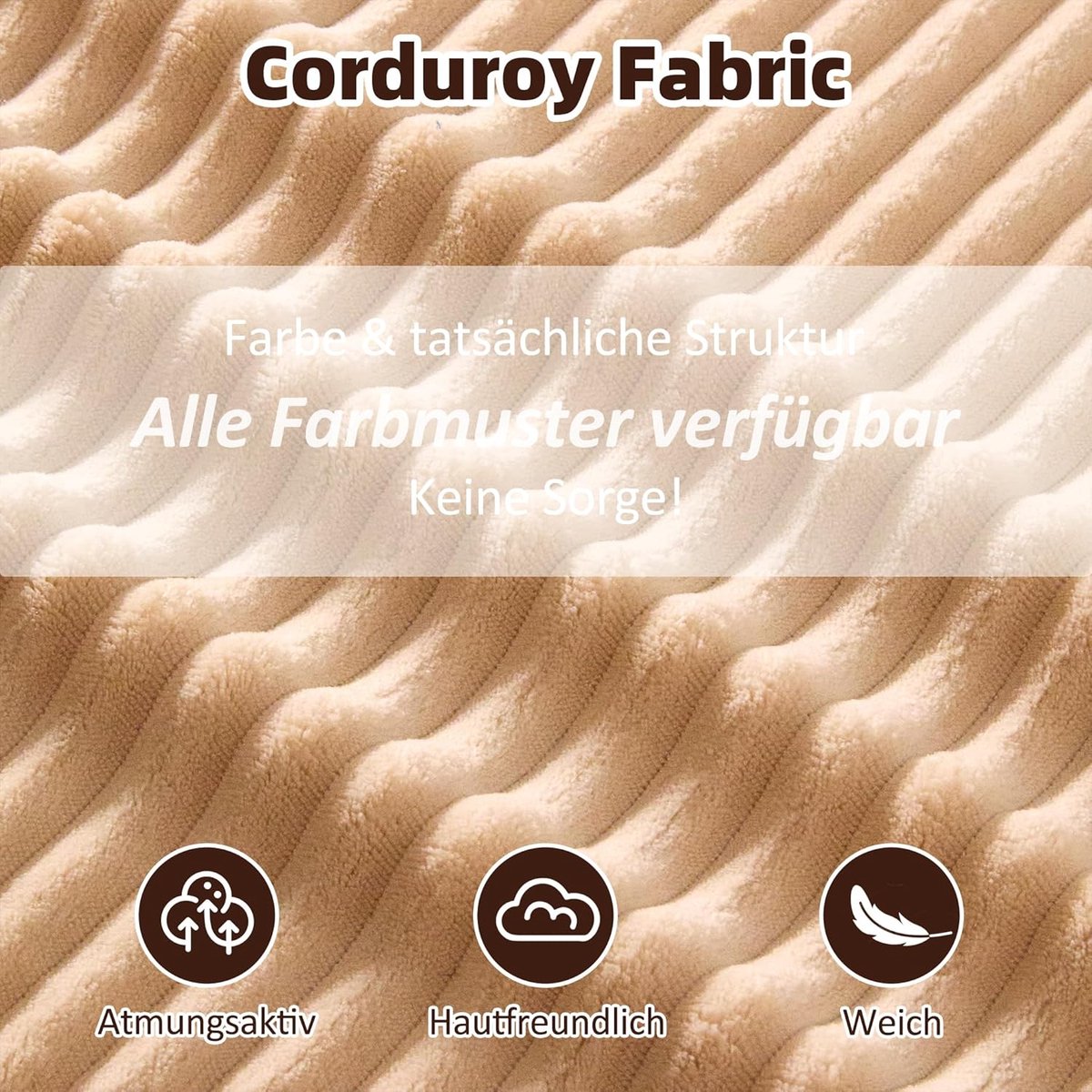 Modulaire Hoekbank Slaapbank 272 cm – L-vormige Corduroy Bank met Recamiere, Frameloos Design, Zonder Montage, Hoog Comfort Schuimvulling – Lichtbruin – Laura