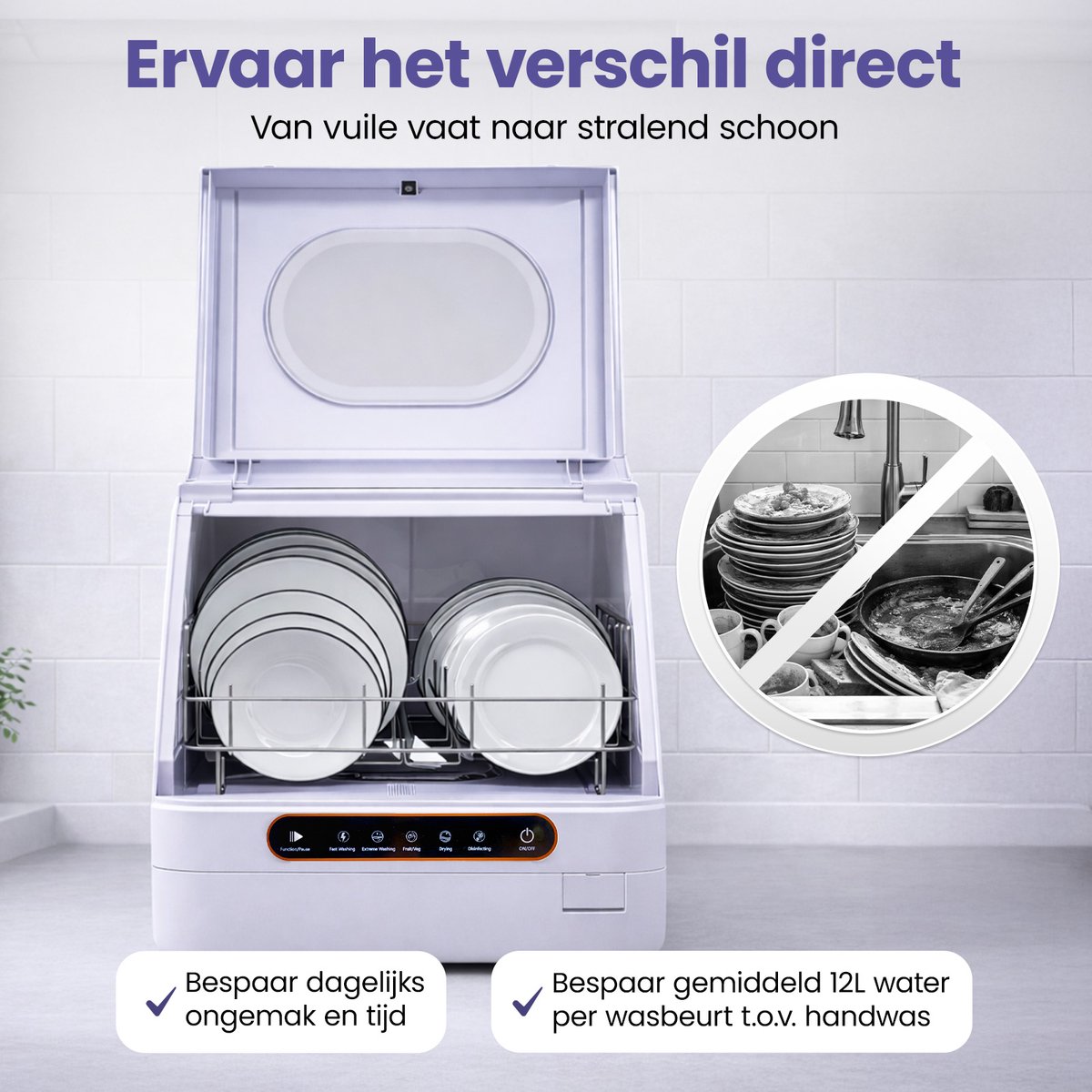 SwayTosh Mini Vaatwasser DTX-4 – 2026 – Mini Afwasmachine Vrijstaand – Met Waterreservoir – Washing Machine – Vrijstaande Vaatwasser – Dishwasher – Kleine Vaatwasser – Vaatwasmachine — afbeelding 6