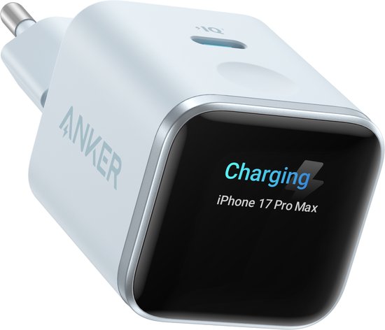 Anker Nano 45W USB-C snellader met Smart Display, intelligente oplader met realtime scherm, iPhone-herkenning en batterijbescherming