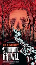 Boek met illustratie van een huis in een bos en titel 'De Sluimerende Gruwel'.
