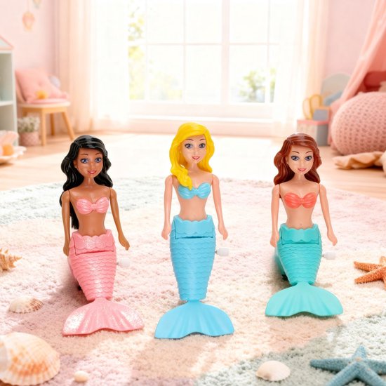 Eddy Toys Mermaid Wind-up Zeemeermin - Opwindbaar Badspeelgoed - Kunststof - 19 cm - Geschikt vanaf 1 Jaar - Roze, Blauw en Licht Groen - Badspeelgoedpop voor Bad en Zwembad van Eddy Toys — afbeelding 3