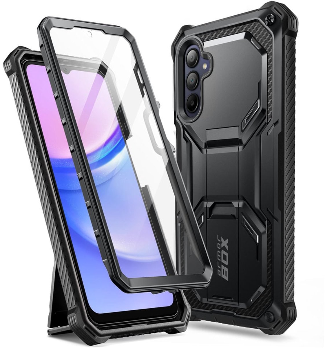 Armorbox hoesje met screenprotector geschikt voor Samsung Galaxy A16 - Zwart