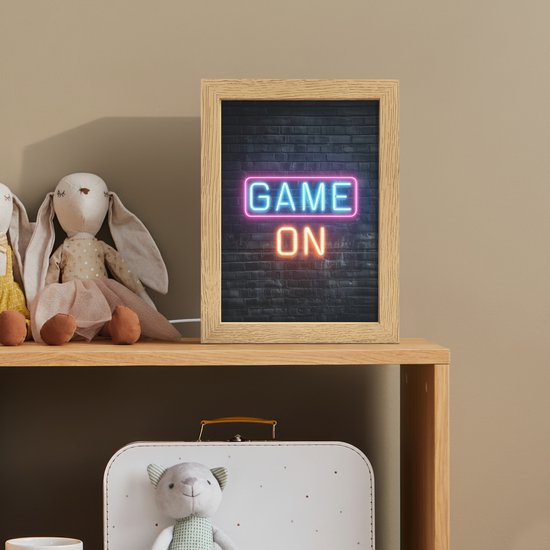 Nachtlampje 15x20 cm - Kinder lamp - Game on - Neon - Muur - Tafellamp kinderkamer - Slaapkamer lamp - Bedlamp kinderen - Kinderlampje stopcontact - Wandlamp babykamer - Nachtlampjes van Merkloos — afbeelding 3