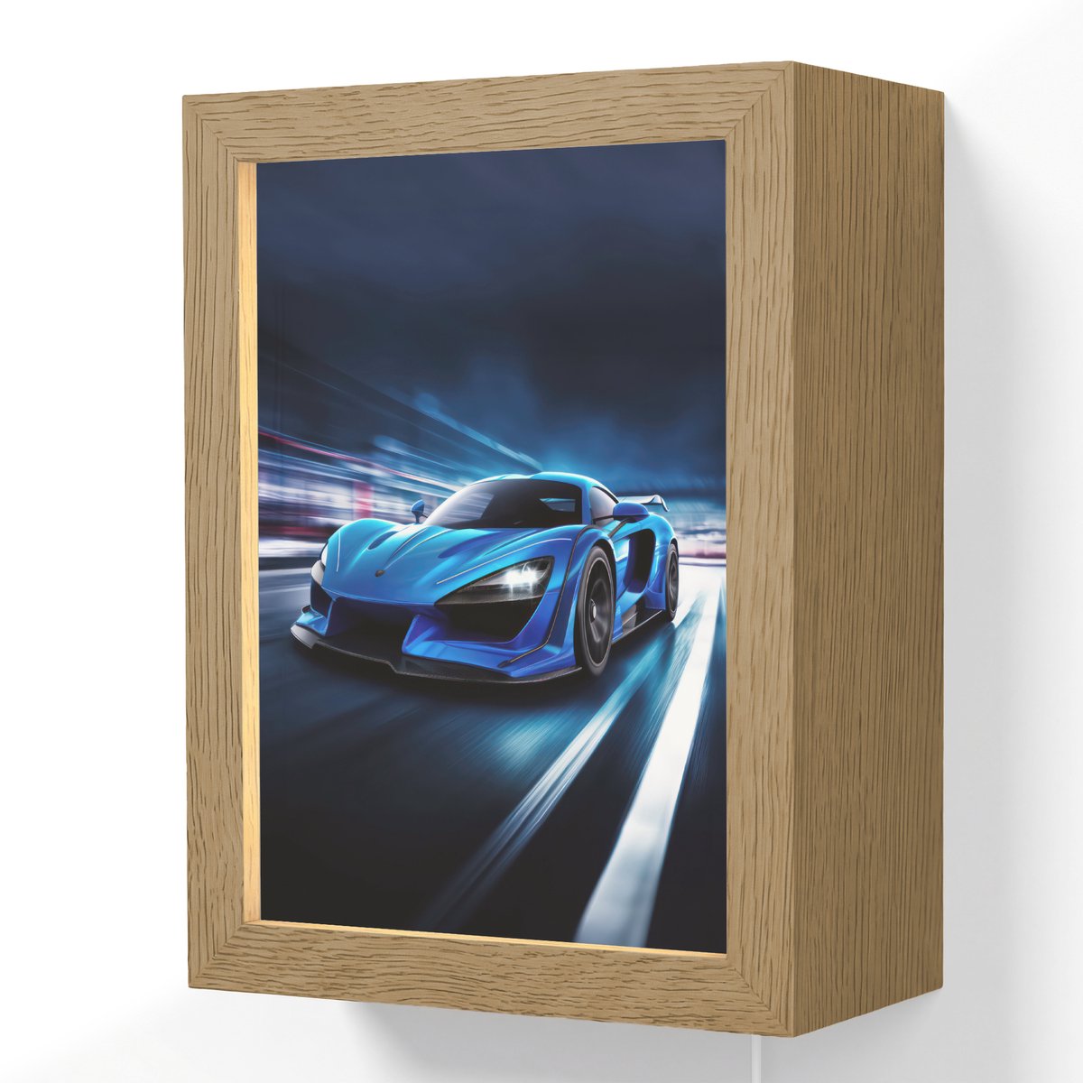 Wandlamp 15x20 cm - Oplaadbaar - Auto - Blauw - Jongens - Kind - Wandlampen binnen woonkam