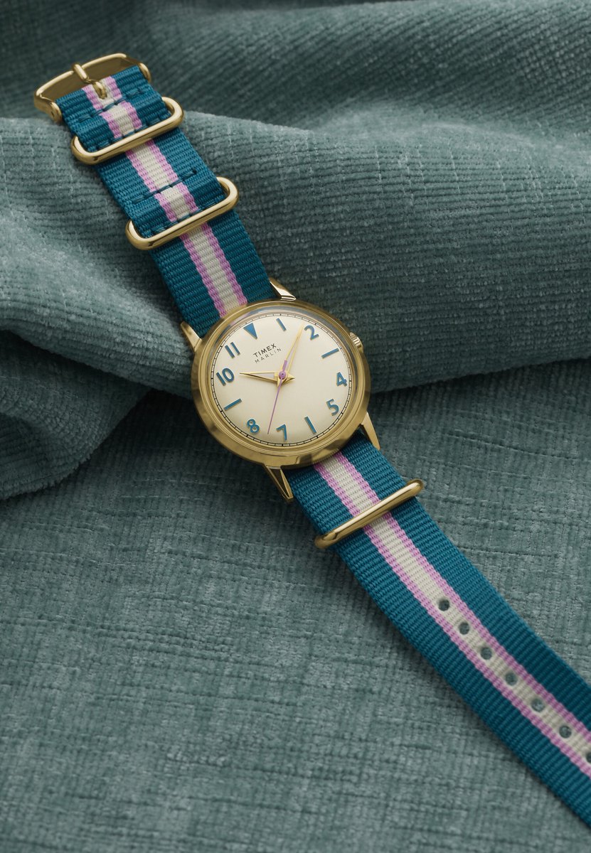 Timex Marlin Quartz Analoog Horloge Blauw Kast: 100% Roestvrij Staal | Armband: 100% Textile 34 mm TW2Y49700AJ, TW2Y49900AJ