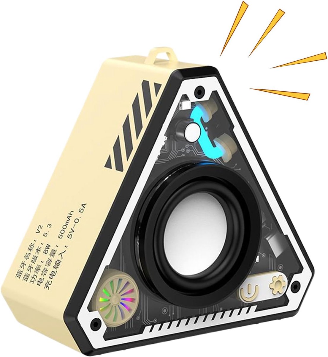 Draagbare Luidspreker - Kleine Audio - Buiten Muziek - Oplaadbare Batterij - 4.5 x 8.6 cm - Geel