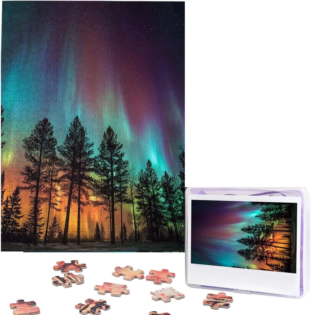 Houten Puzzel - Gepersonaliseerd Geschenken - Vrije Tijd - Duurzaam Hout - 52 x 38 cm - Noordelijke lichten