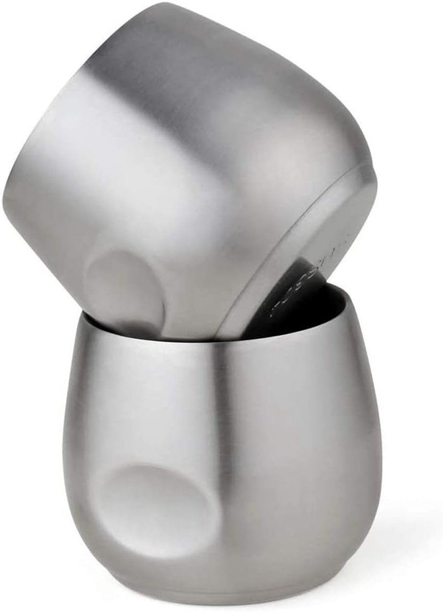 Espressokopjes Set - Kleine Mokken - Warme Dranken - Dubbelwandig Geïsoleerd - 150 Ml - Zilver
